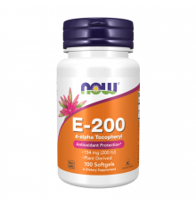 Витамин Е, Vitamin E-200 DA, Now Foods, 100 капсул