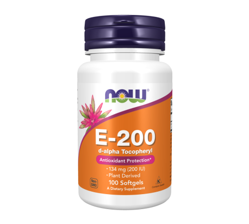 Витамин Е, Vitamin E-200 DA, Now Foods, 100 капсул