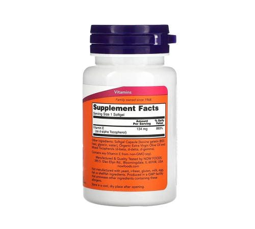 Витамин Е, Vitamin E-200 DA, Now Foods, 100 капсул