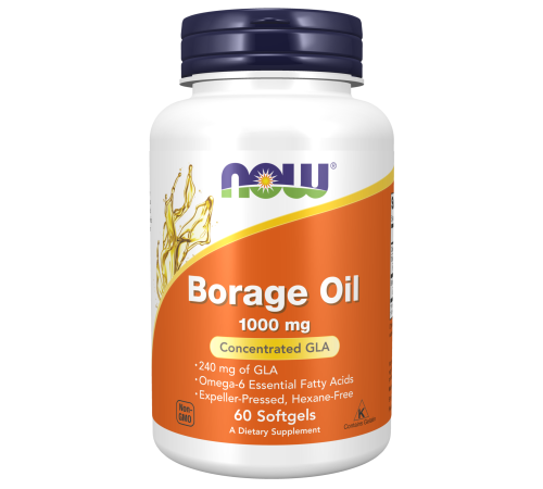 Масло огуречника (бурачника), Borage Oil 1000 mg, Now Foods, 60 капсул