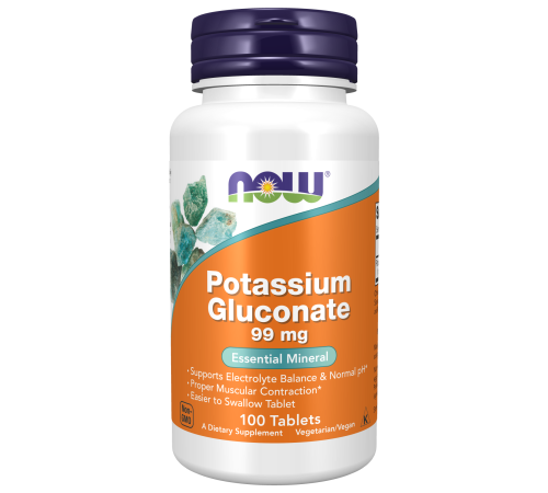 Глюконат калия 99 мг, Potassium Gluconate 99 mg, Now Foods, 100 таблеток