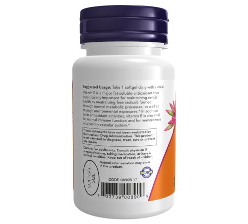 Витамин E со смешанными токоферолами, Vitamin E-400, Now Foods, 50 капсул