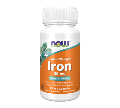 Железо 36 мг, Double Strength Iron 36 mg, Now Foods, 90 капсул