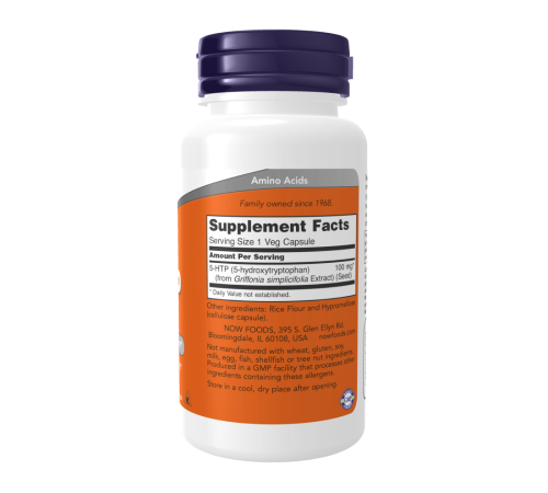 5-Гидрокситриптофан, 5-HTP 100 mg, Now Foods, 60 капсул