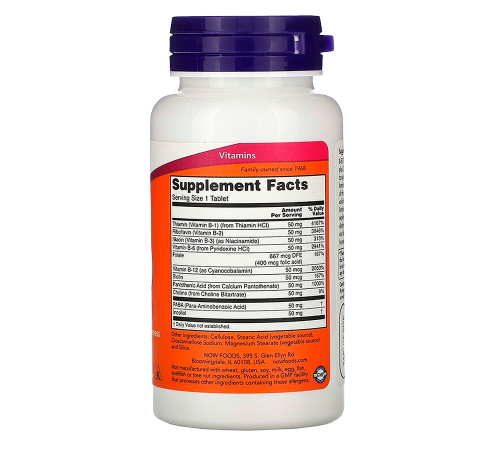 Витамины группы B, B-50, Now Foods, 100 таблеток