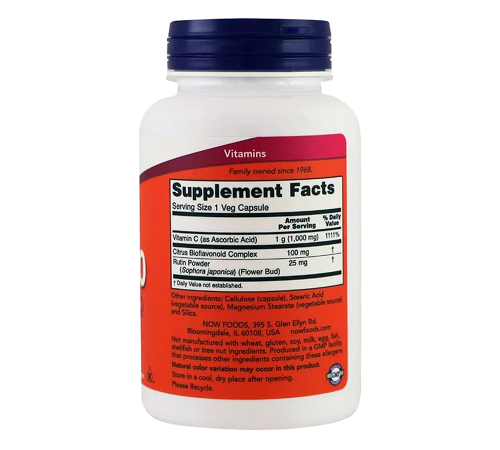 Витамин C 1000 мг, Vitamin C-1000 mg, Now Foods, 100 вегетарианских таблеток