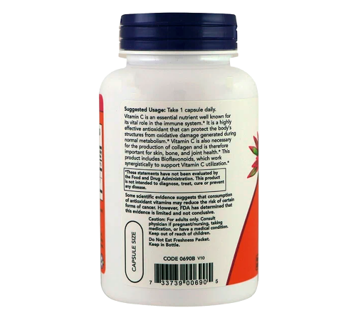 Витамин C 1000 мг, Vitamin C-1000 mg, Now Foods, 100 вегетарианских таблеток