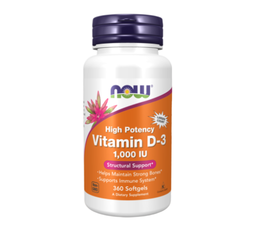 Витамин Д-3 1000 МЕ, Vitamin D-3 1000 IU, Now Foods, 360 капсул