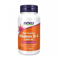 Витамин Д-3 1000 МЕ, Vitamin D-3 1000 IU, Now Foods, 180 капсул