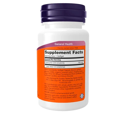 Коэнзим Q10 100 мг, Coenzyme Q10 100 mg, Now Foods, 50 капсул