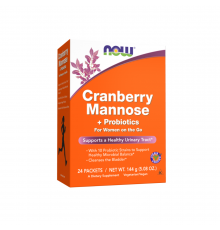 Клюква, манноза и пробиотики, Cranberry Mannose + Probiotics Packets, Now Foods, 24 пакетика по 6 г