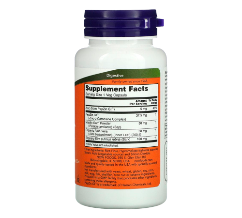 Добавка для поддержания слизистой желудка, Gastro Comfort with PepZinGI, Now Foods, 60 капсул