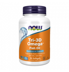 Триглицеридная форма Омега-3 + витамин Д3, Tri-3D Omega, Now Foods, 90 капсул
