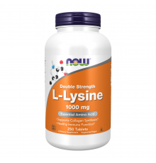 L-лизин 1000мг, Double Strength L-Lysine, Now Foods, 250 таблеток