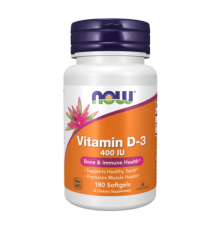 Витамин Д-3 400 МЕ, Vitamin D-3 400 IU, Now Foods, 180 желатиновых капсул