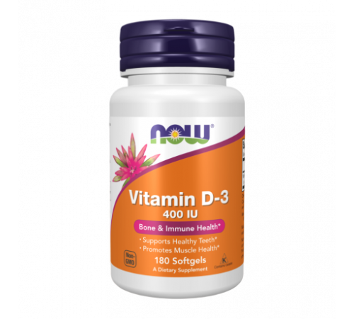 Витамин Д-3 400 МЕ, Vitamin D-3 400 IU, Now Foods, 180 желатиновых капсул