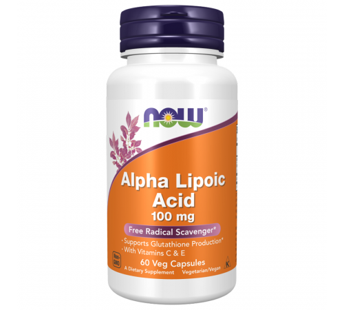 Альфа-Липоевая Кислота 100мг, Alpha Lipoic Acid, Now Foods, 60 вегетарианских капсул