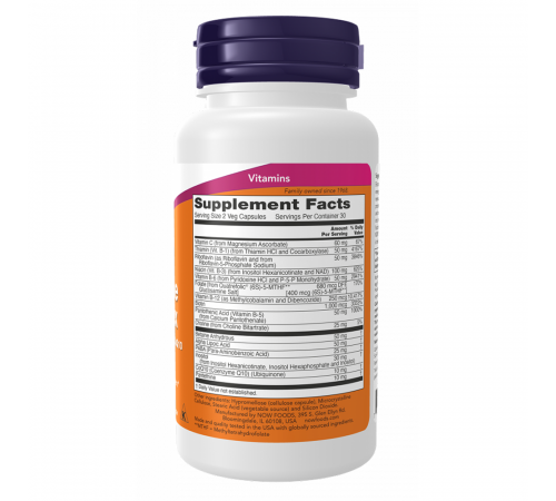 Комплекс коферментов группы Б, Co-Enzyme B-Complex, Now Foods, 60 вегетарианских капсул