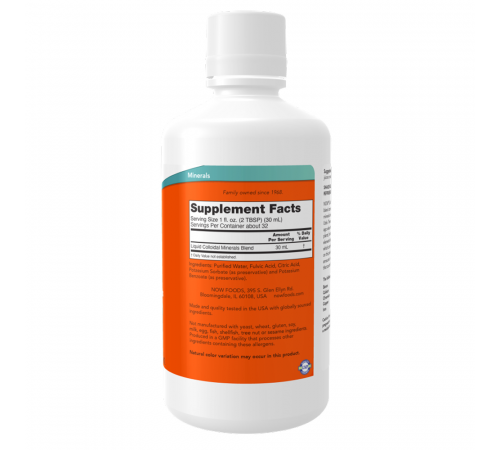 Коллоидные минералы, Colloidal Minerals Liquid original, Now Foods, раствор 946 мл