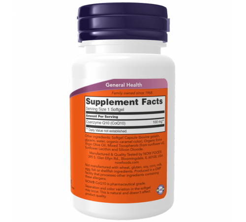 Коэнзим 100мг, CoQ10 100 мг, Now Foods, 90 мягких капсул