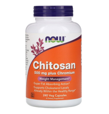 Хитозан с хромом, NOW Foods Chitosan 500 мг, 240 вегетарианских капсул