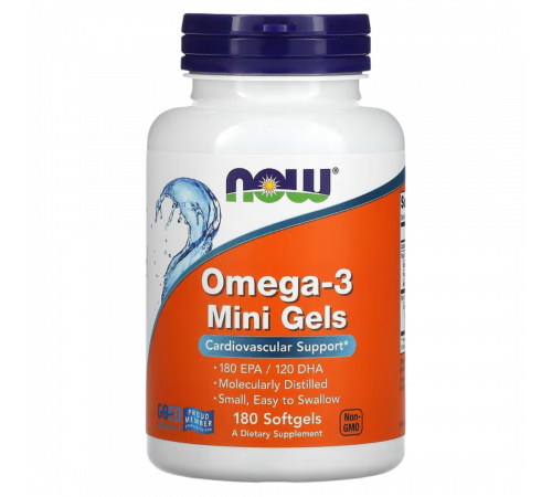 Омега-3 жирные кислоты, NOW Omega-3 Mini Gels, 180 капсул