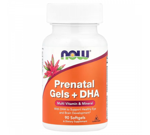 Пренатальный комплекс витаминов NOW Foods Prenatal Gels + DHA, 90 капсул