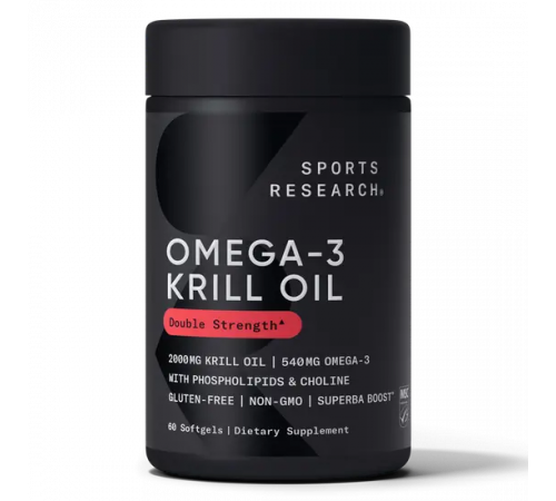 Масло антарктического криля SUPERBA с астаксантином 1000 мг, Antarctic krill oil SUPERBA 1000 mg, Sports Research, 60 капсул