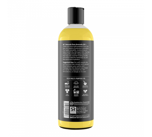 Натуральное Масло Авокадо, Pure avocado oil, Sports Research, 473 мл