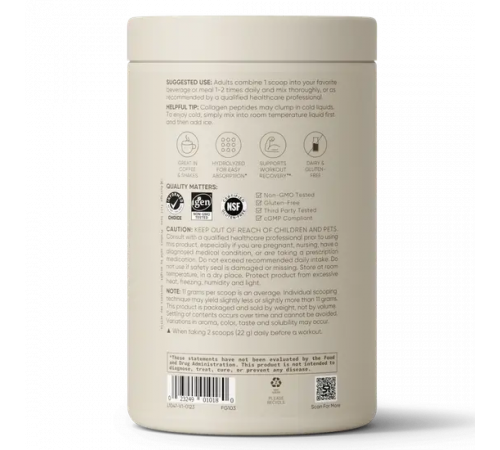 Коллаген, Collagen Peptides Unflavored, Sports Research, 454 г (16 oz)