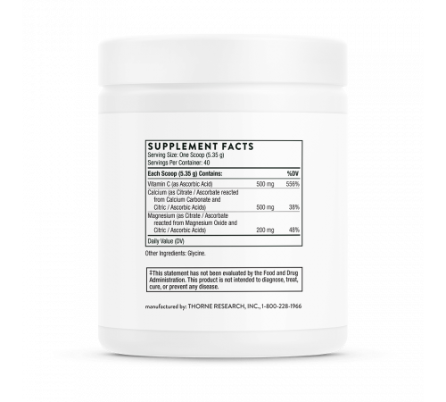 Цитрат кальция и магния, Cal-Mag Citrate + Vitamin C, Thorne, 214 г