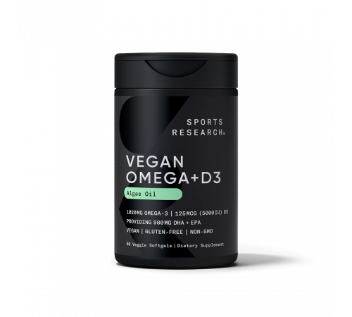 Вегетарианский витамин Д3 5000 МЕ, Vegan D3 5000 IU, Sports Research, 60 капсул