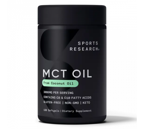 Масло с жирными кислотами МСТ в капсулах 1000 мг, MCT Oil 1000 mg, Sports Research, 120 капсул