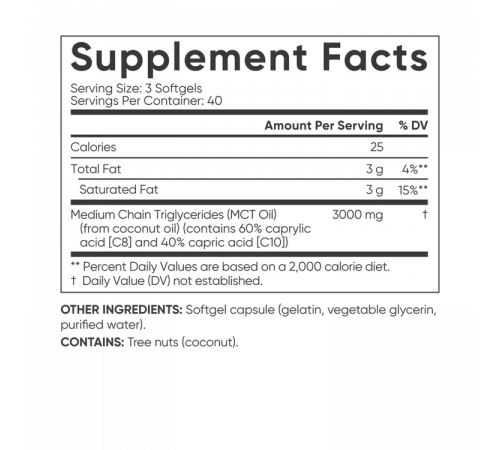 Масло с жирными кислотами МСТ в капсулах 1000 мг, MCT Oil 1000 mg, Sports Research, 120 капсул