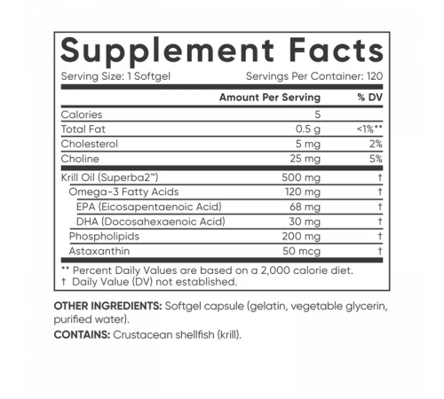 Масло антарктического криля SUPERBA с астаксантином 500 мг, Antarctic krill oil SUPERBA 500 mg, Sports Research, 120 капсул