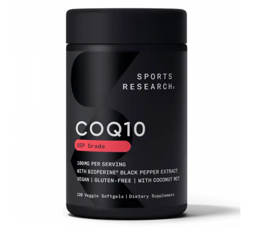 Коэнзим Q10 100 мг, CoQ10 100 mg, Sports Research, 120 капсул