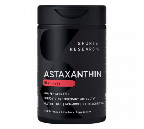Астаксантин из микроводорослей 6 мг, Astaxanthin 6 mg, Sports Research, 120 капсул
