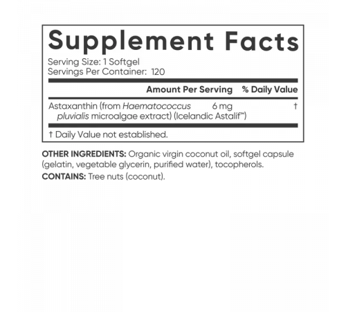 Астаксантин из микроводорослей 6 мг, Astaxanthin 6 mg, Sports Research, 120 капсул