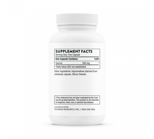 Таурин, Taurine, Thorne Research, 90 капсул