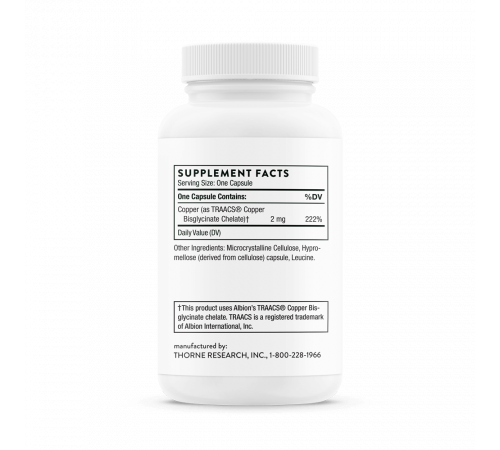 Бисглицинат меди, Copper Bisglycinate, Thorne Research, 60 капсул