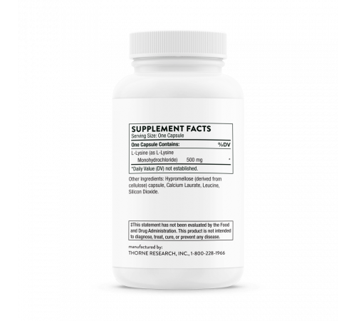 L-лизин, Lysine, Thorne Research, 60 капсул
