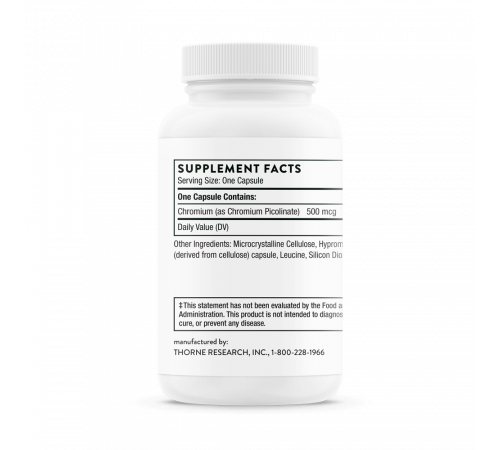 Пиколинат хрома 500 мкг, Chromium Picolinate 500 mcg, Thorne Research, 60 капсул