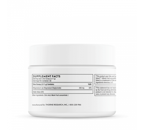 Бисглицинат магния, Magnesium Bisglycinate, Thorne, 187 г (6,5 унции)
