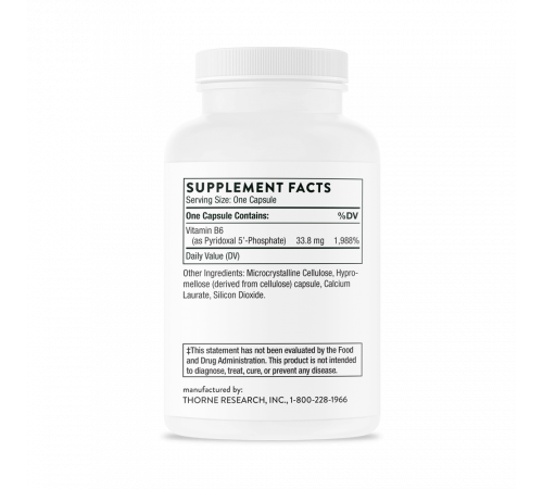 Витамин B6 Пиридоксаль-5-фосфат, Pyridoxal 5'-Phosphate, Thorne Research, 180 капсул