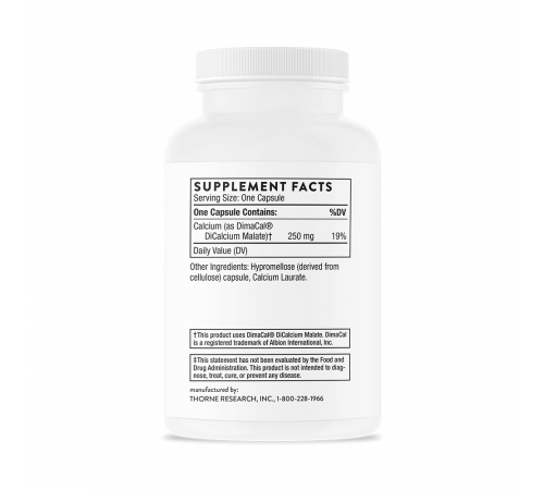 Кальций, Calcium (DiCalcium Malate), Thorne Research, 120 капсул