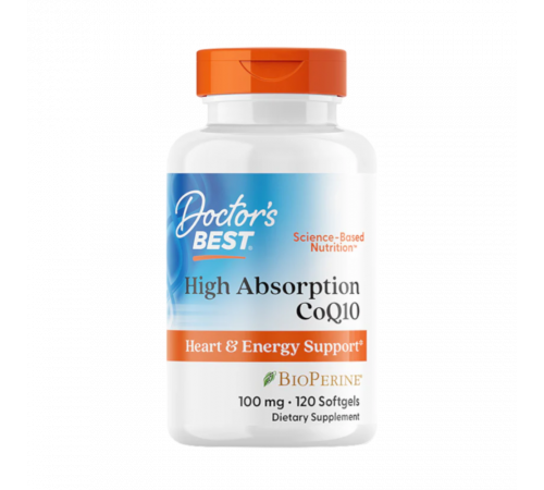 Коэнзим Q10 с высокой степенью всасывания с биоперином 100 мг, High Absorption CoQ10 with BioPerine 100 mg, Doctor's Best, 120 капсул