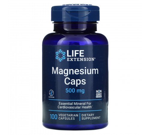 Магний 500 мг, Magnesium caps 500 mg, Life Extension, 100 капсул