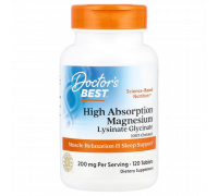 Магний с высокой усваиваемостью, High Absorption Magnesium, Doctor's Best, 120 таблеток
