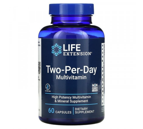 Мультивитамины для приема два раза в день, Two-Per-Day Multivitamin, Life Extension, 60 капсул