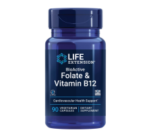 Фолат с Витамином B12, Folate & Vitamin B12, Life Extension, 90вегетарианских капсул